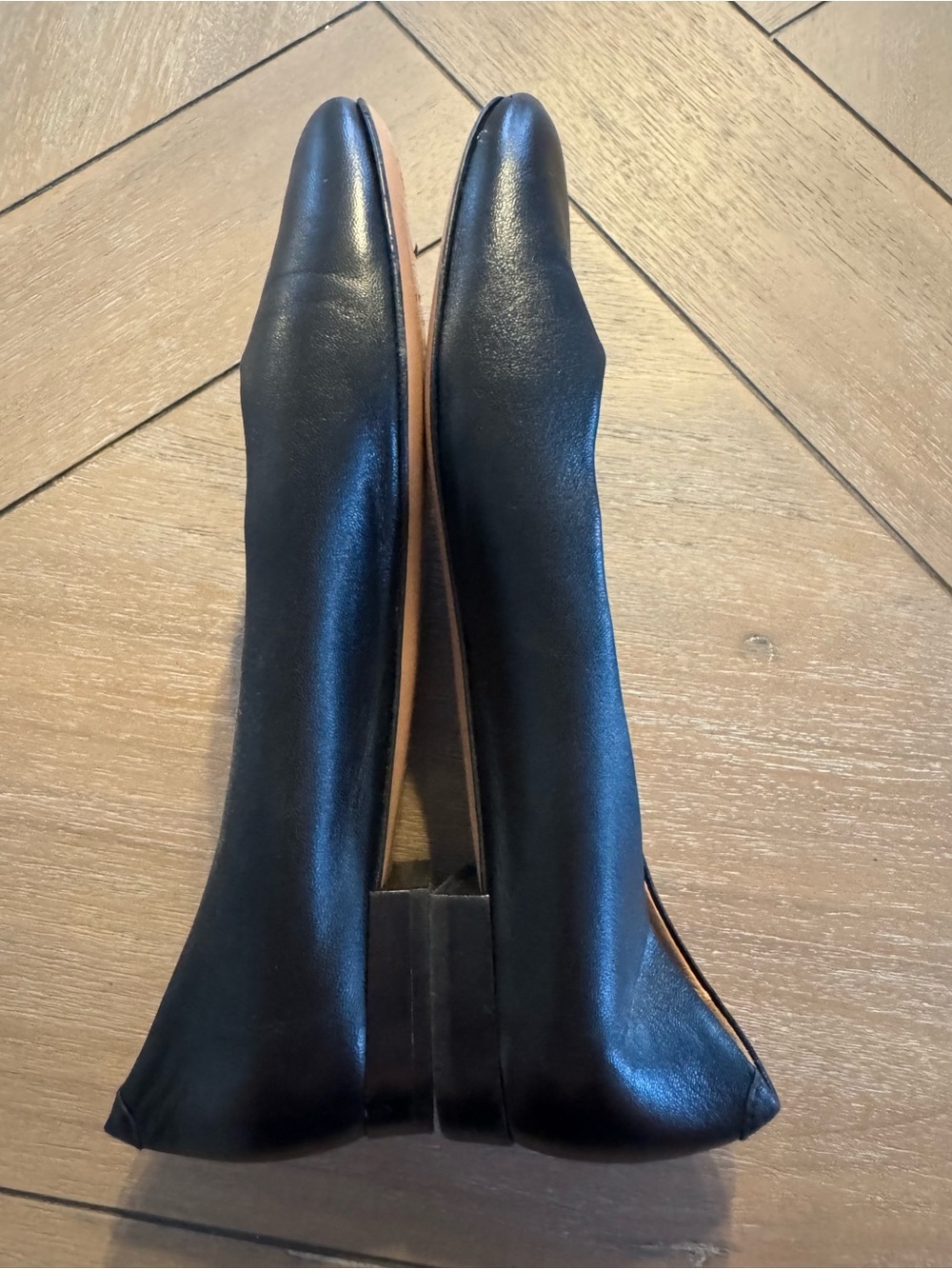 Lewit Black Genuine Leather Rounded Toe Ballet Flats - Made in Italy - Picture 5 of 11
